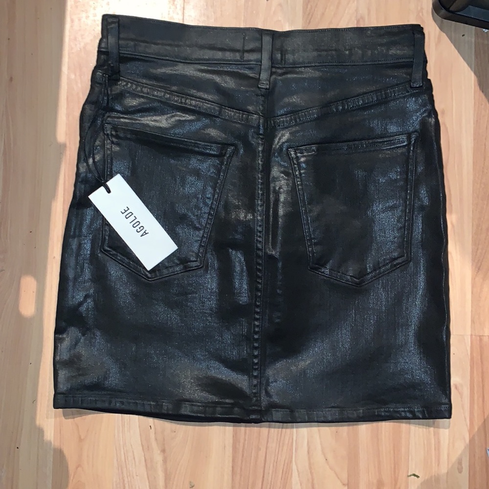 AGOLDE | Black Leatherette Skirt Size 28 - Picture 4 of 5
